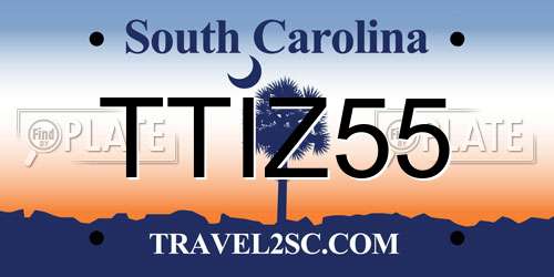TTIZ55 South Carolina License Plate