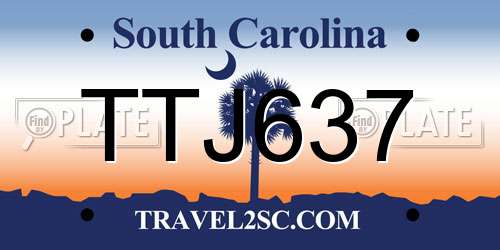 TTJ637 South Carolina License Plate