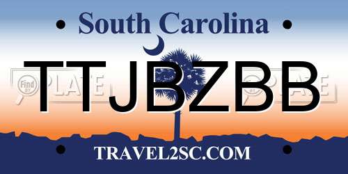 TTJBZBB South Carolina License Plate