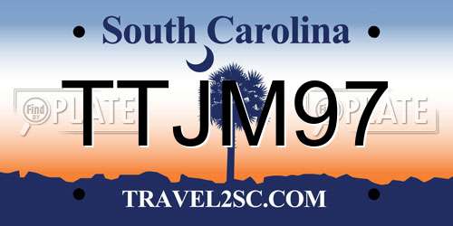 TTJM97 South Carolina License Plate