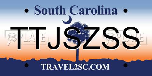 TTJSZSS South Carolina License Plate