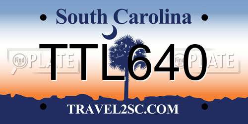 TTL640 South Carolina License Plate