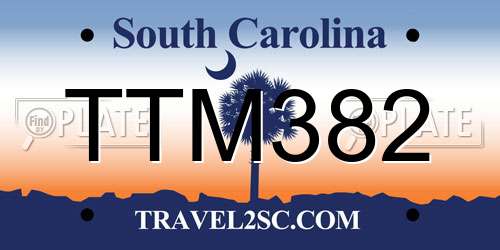 TTM382 South Carolina License Plate