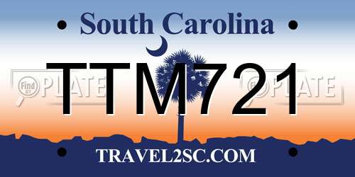 TTM721 South Carolina License Plate