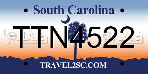 TTN4522 South Carolina License Plate
