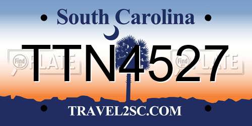 TTN4527 South Carolina License Plate