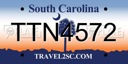 TTN4572 South Carolina License Plate