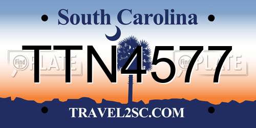 TTN4577 South Carolina License Plate