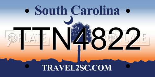 TTN4822 South Carolina License Plate