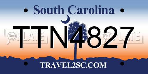 TTN4827 South Carolina License Plate