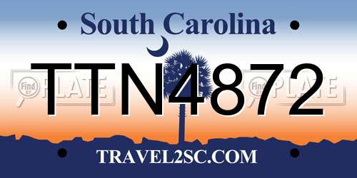 TTN4872 South Carolina License Plate