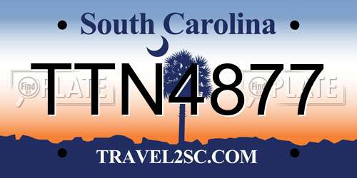 TTN4877 South Carolina License Plate