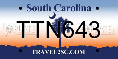 TTN643 South Carolina License Plate