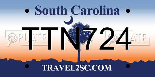 TTN724 South Carolina License Plate