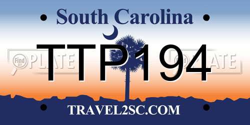 TTP194 South Carolina License Plate
