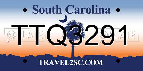 TTQ3291 South Carolina License Plate