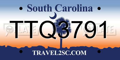 TTQ3791 South Carolina License Plate
