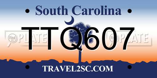 TTQ607 South Carolina License Plate