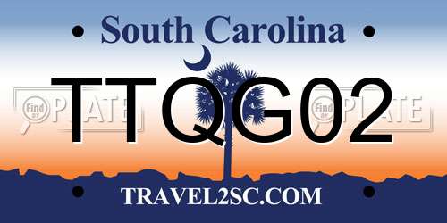 TTQG02 South Carolina License Plate