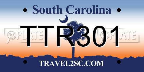 TTR301 South Carolina License Plate