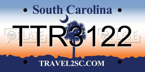 TTR3122 South Carolina License Plate