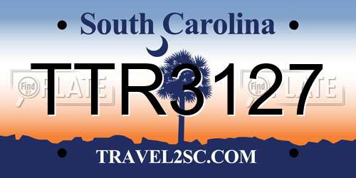 TTR3127 South Carolina License Plate