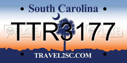TTR3177 South Carolina License Plate