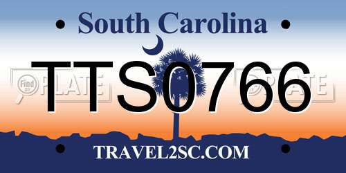 TTS0766 South Carolina License Plate