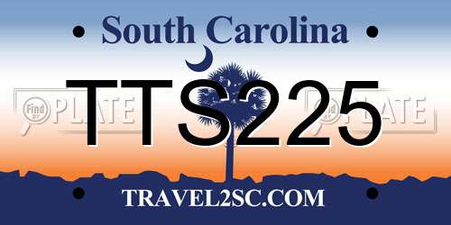 TTS225 South Carolina License Plate