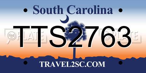TTS2763 South Carolina License Plate