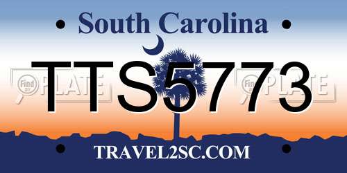 TTS5773 South Carolina License Plate