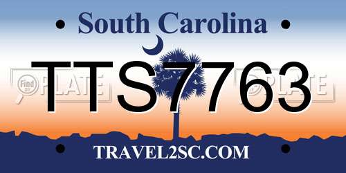 TTS7763 South Carolina License Plate