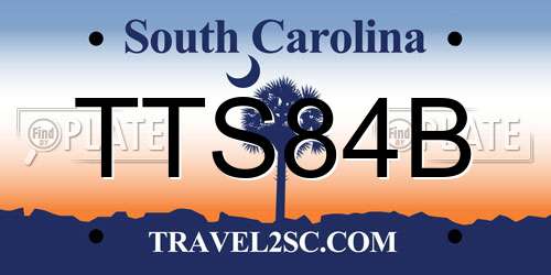 TTS84B South Carolina License Plate