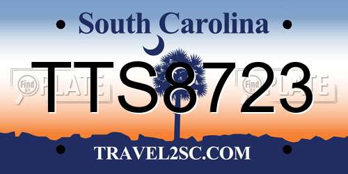 TTS8723 South Carolina License Plate