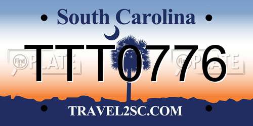TTT0776 South Carolina License Plate