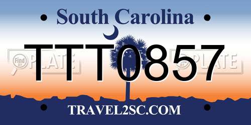 TTT0857 South Carolina License Plate