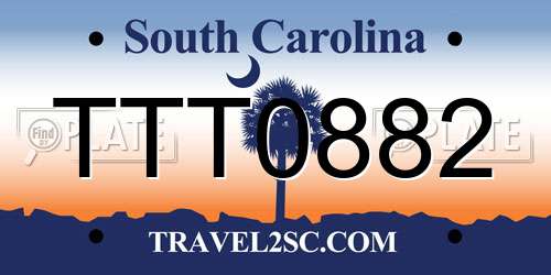 TTT0882 South Carolina License Plate