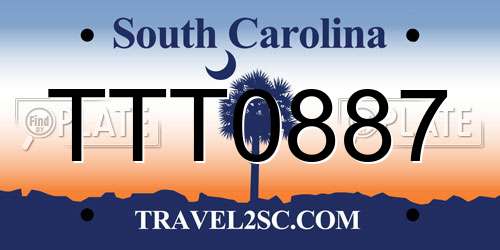 TTT0887 South Carolina License Plate