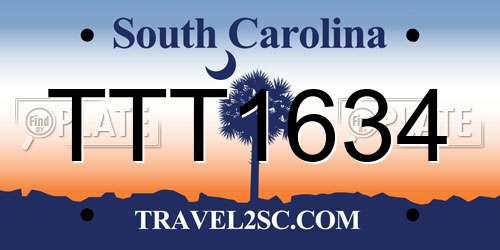 TTT1634 South Carolina License Plate