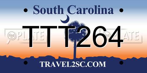 TTT264 South Carolina License Plate