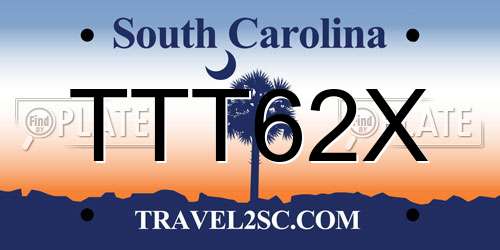 TTT62X South Carolina License Plate
