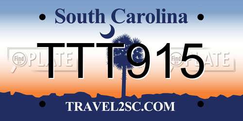TTT915 South Carolina License Plate