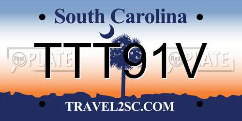 TTT91V South Carolina License Plate