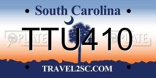 TTU410 South Carolina License Plate