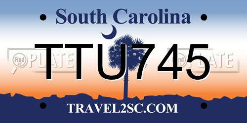 TTU745 South Carolina License Plate
