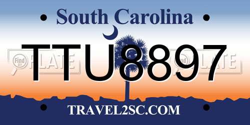 TTU8897 South Carolina License Plate