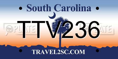 TTV236 South Carolina License Plate