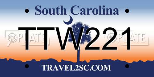 TTW221 South Carolina License Plate