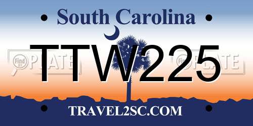 TTW225 South Carolina License Plate