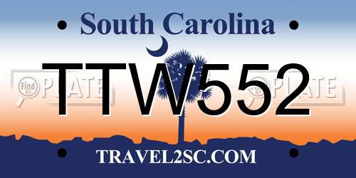 TTW552 South Carolina License Plate